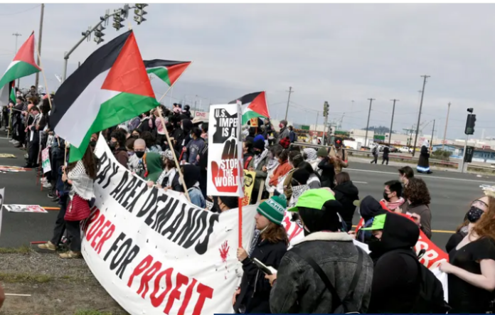 غزہ میں اسرائیلی بربریت کے خلاف امریکا بھر میں مظاہرے،ٹریفک کی آمد ورفت معطل رہی