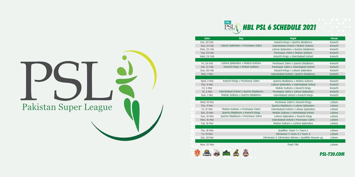 PSL 6 2021 schedule announced, first match to be played on ...