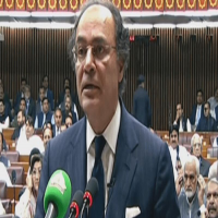 Finance Minister Muhammad Aurangzeb presents feder...